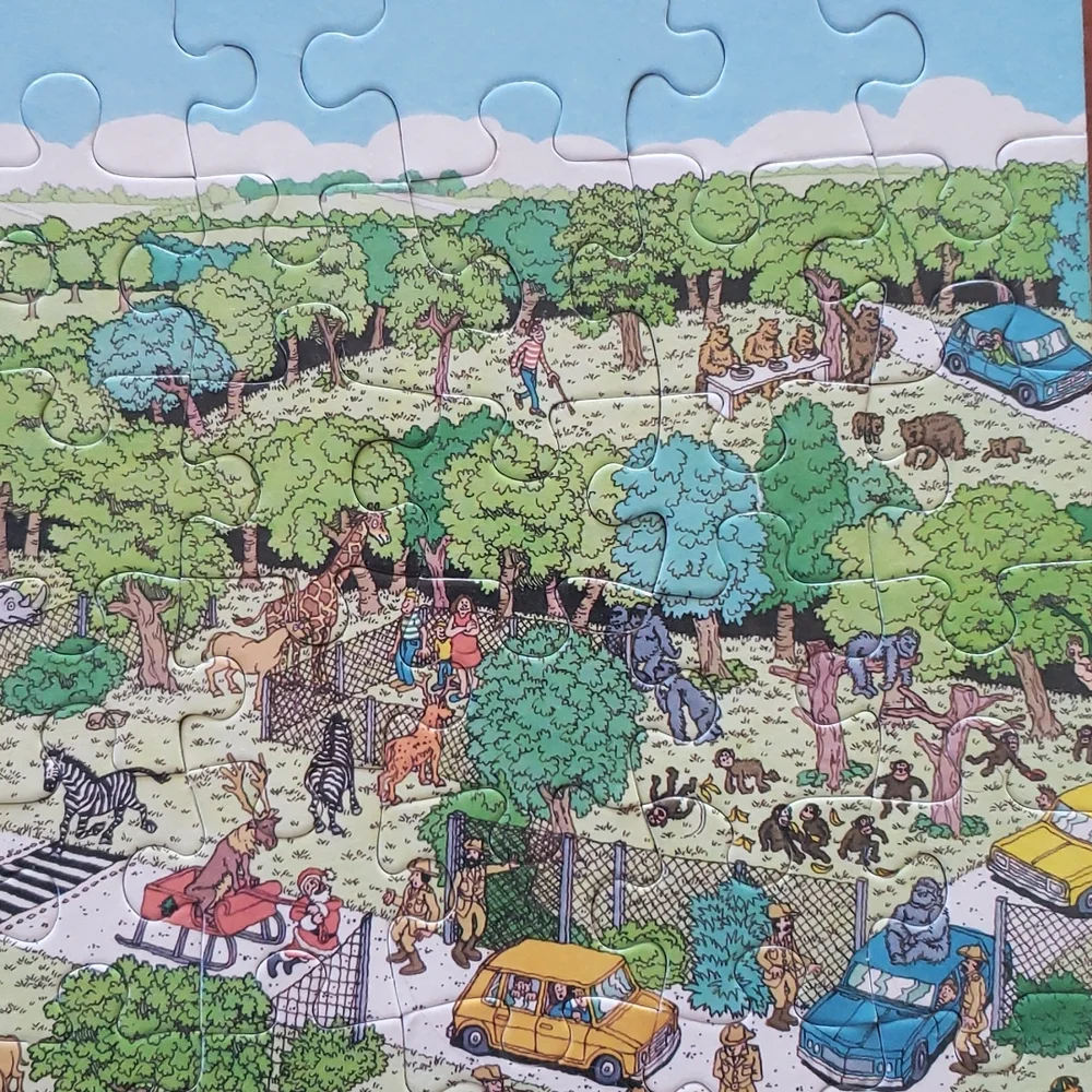 Vintage 80s Children's Where's Waldo Jigsaw Puzzle Safari Park 100 Pieces